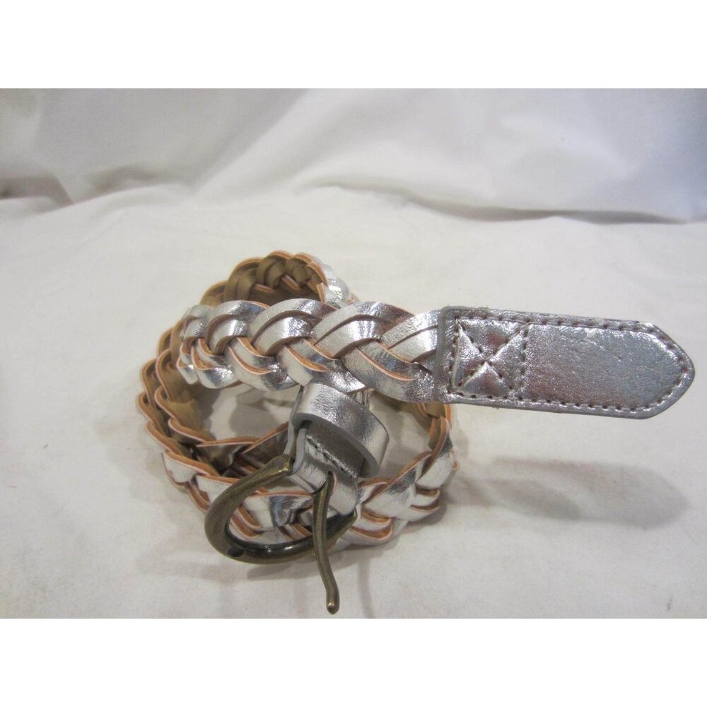 BELTISCOOL silver metallic braid 1" belt S/M 34"